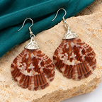 Samudra Chocolate Ivory Scallop Shell Earrings | MyJhumki