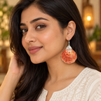 Samudra Coral Orange Scallop Shell Earrings | MyJhumki