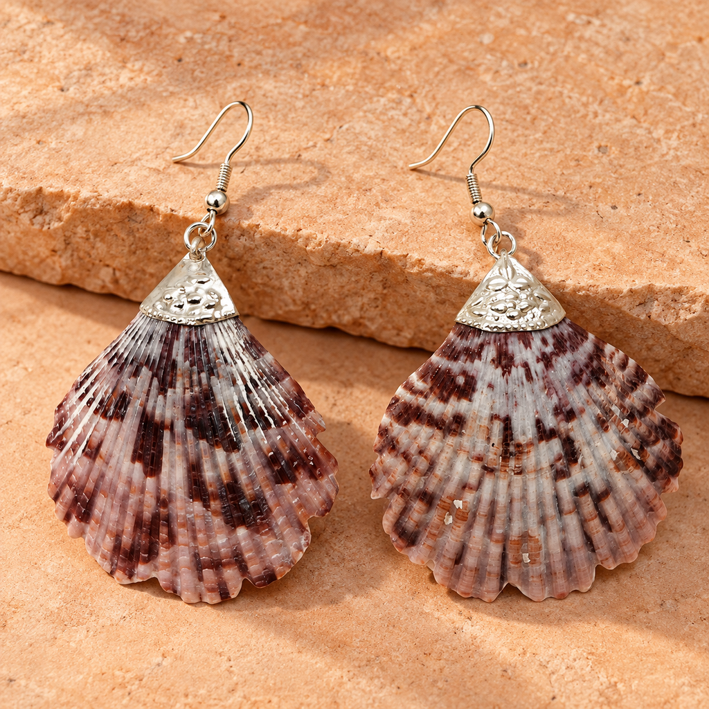 Samudra Mauve Scallop Shell Earrings | MyJhumki