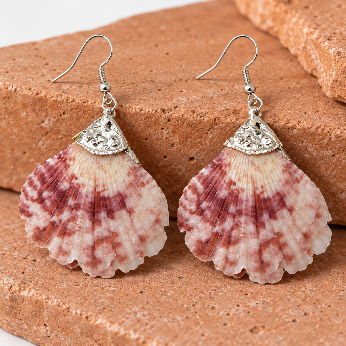 Samudra Rose Ivory Scallop Shell Earrings | MyJhumki