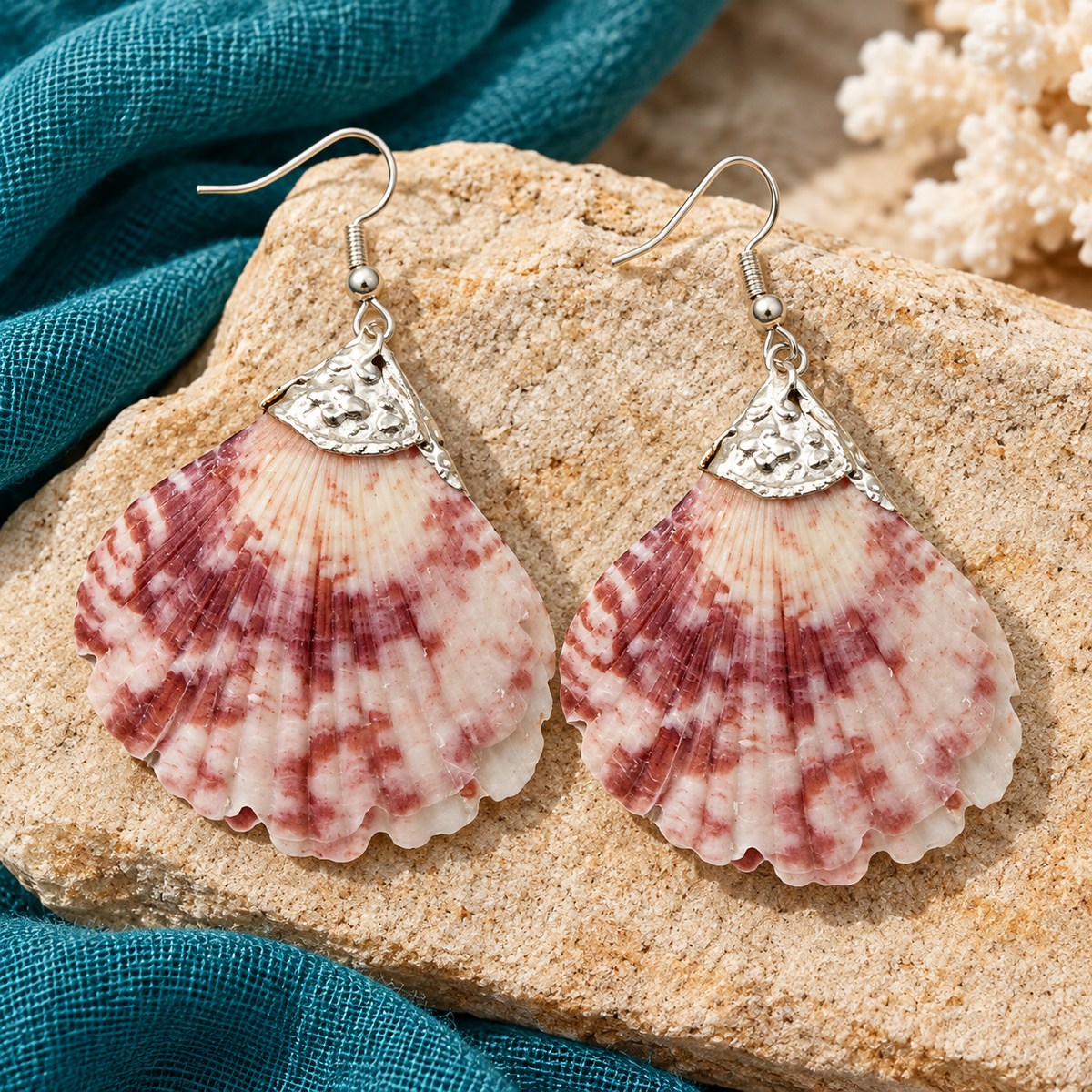 Samudra Rose Ivory Scallop Shell Earrings | MyJhumki