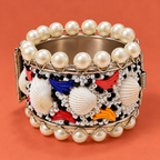 Samudrika Cowrie Shell Pearl Cuff Bracelet | MyJhumki