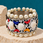 Samudrika Cowrie Shell Pearl Cuff Bracelet | MyJhumki