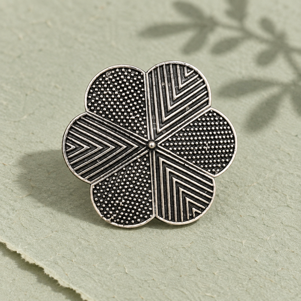 Shatpankhi Geometric Flower Ring | MyJhumki