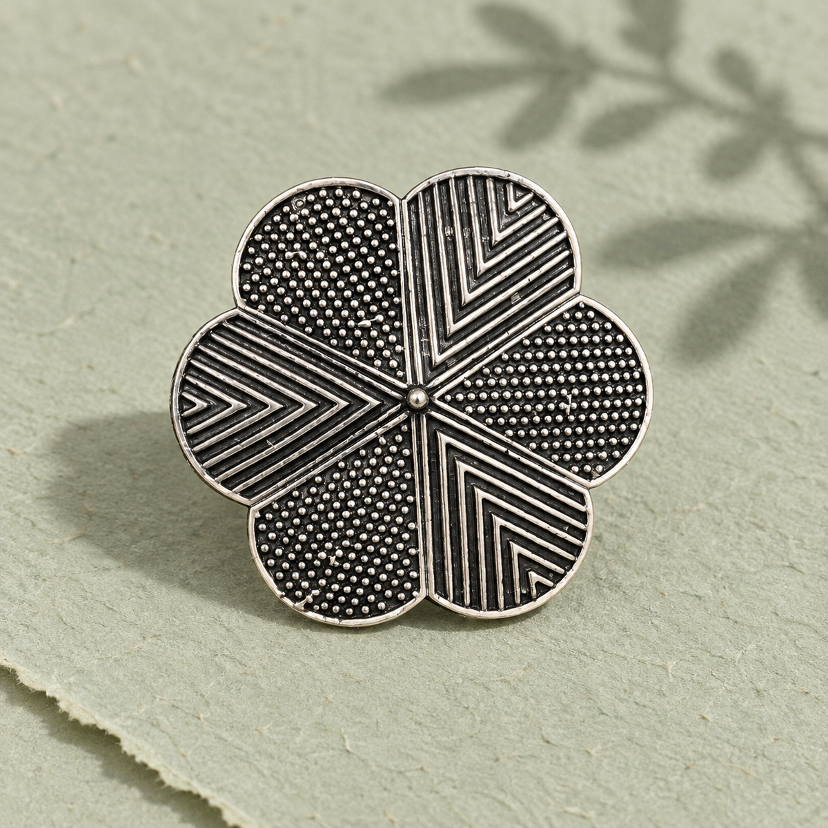 Shatpankhi Geometric Flower Ring | MyJhumki