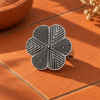Shatpankhi Geometric Flower Ring | MyJhumki