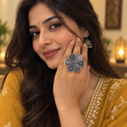 Shatpankhi Geometric Flower Ring | MyJhumki