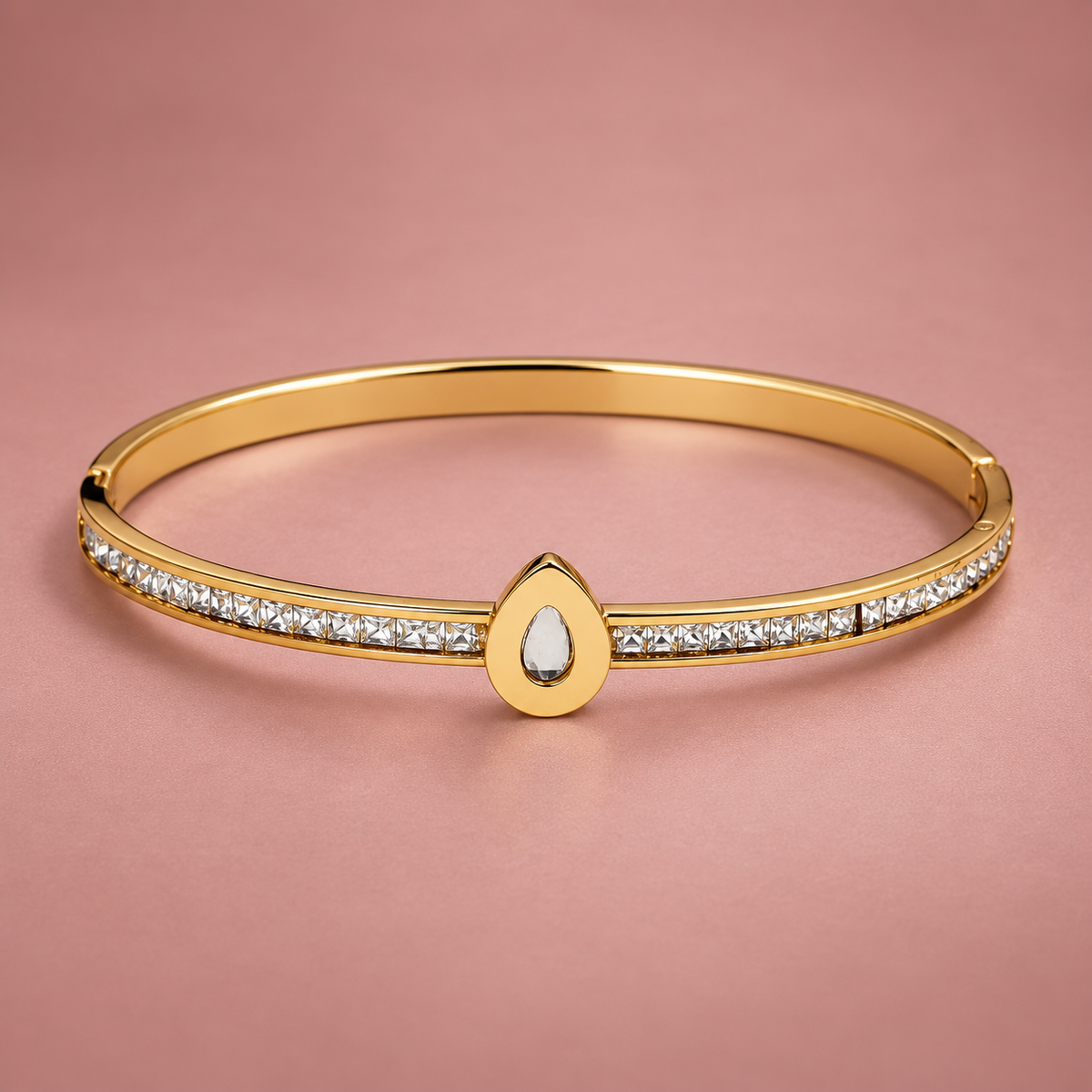 Shweta Teardrop Crystal Gold Bracelet | MyJhumki