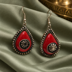 Sindoor Red Spiral Teardrop Earrings | MyJhumki
