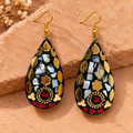 Sitara Silver Red Mosaic Teardrop Earrings | MyJhumki