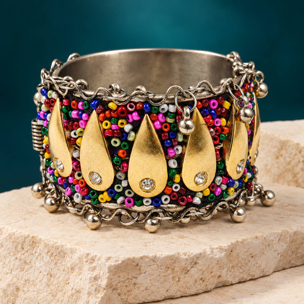 Sunehri Paisley Multicolour Cuff Bracelet | MyJhumki