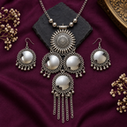Surya Aaina Lattice Mirror Tassel Necklace Set | MyJhumki