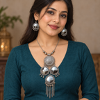 Surya Aaina Lattice Mirror Tassel Necklace Set | MyJhumki