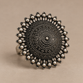 Surya Mandala Oversized Oxidised Ring | MyJhumki
