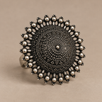 Surya Mandala Oversized Oxidised Ring | MyJhumki