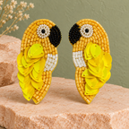 Surya Yellow Parrot Statement Earrings | MyJhumki