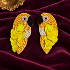 Surya Yellow Parrot Statement Earrings | MyJhumki