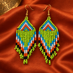 Tara Lime Multicolour Beaded Fringe Earrings | MyJhumki