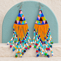 Tara Orange Turquoise Beaded Earrings | MyJhumki