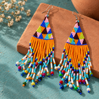 Tara Orange Turquoise Beaded Earrings | MyJhumki