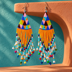 Tara Orange Turquoise Beaded Earrings | MyJhumki