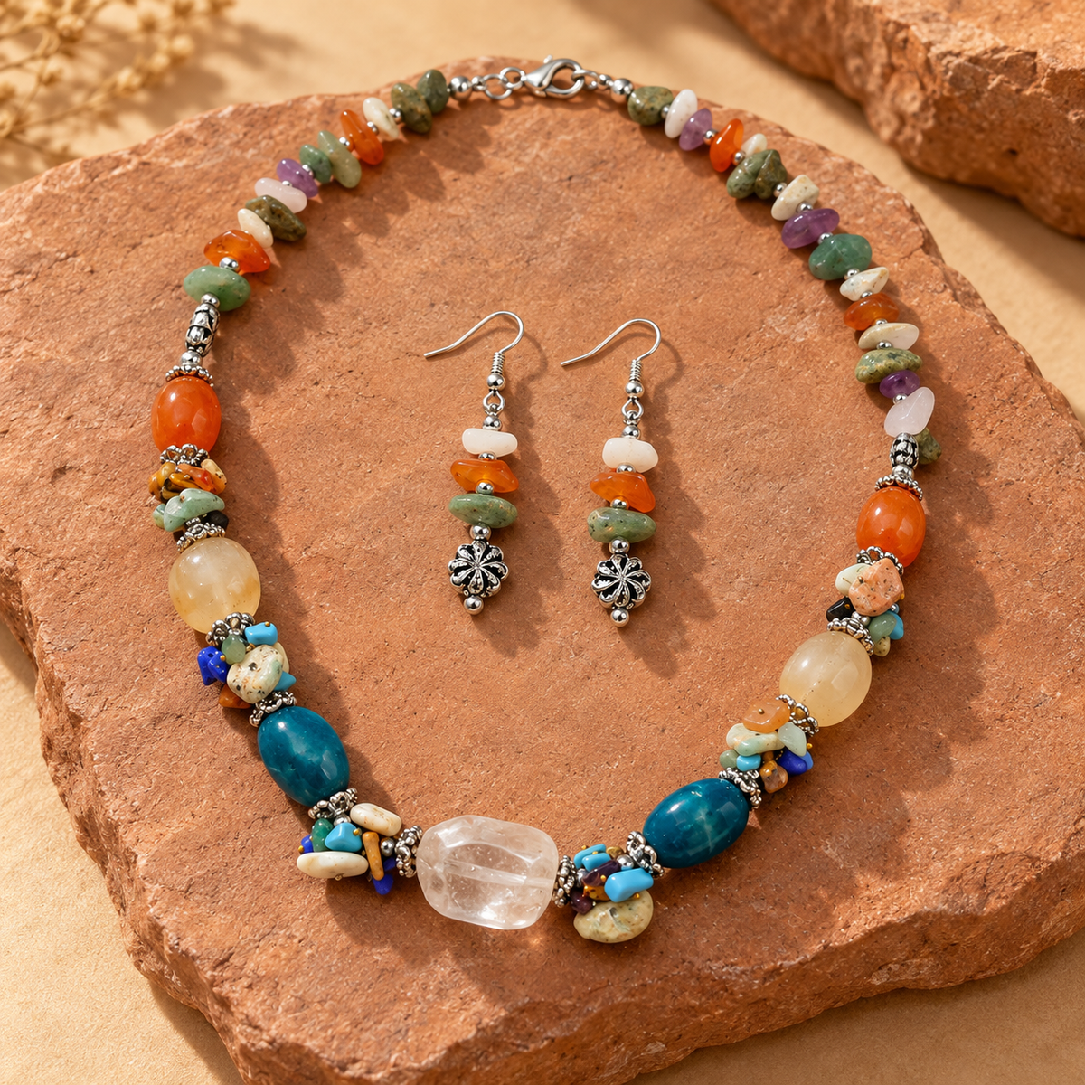 Tarang Multicolour Chip Bead Necklace Set | MyJhumki