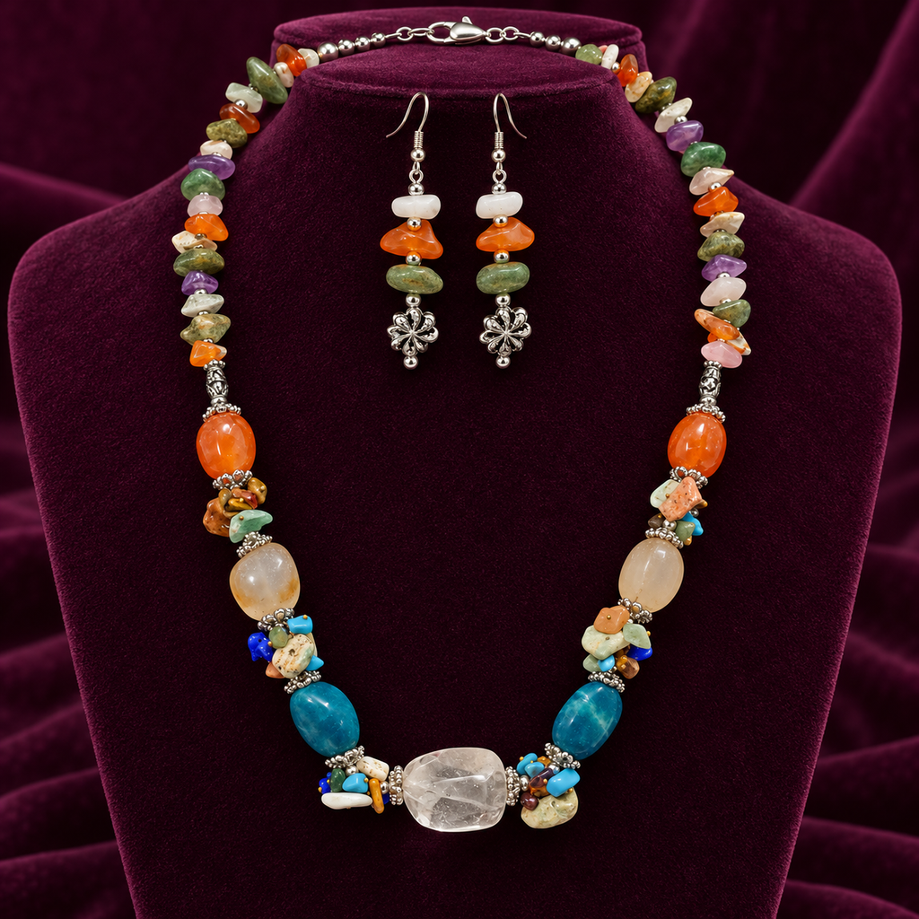 Tarang Multicolour Chip Bead Necklace Set | MyJhumki