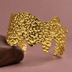 Tavisha Organic Hammered Gold Cuff Bracelet | MyJhumki