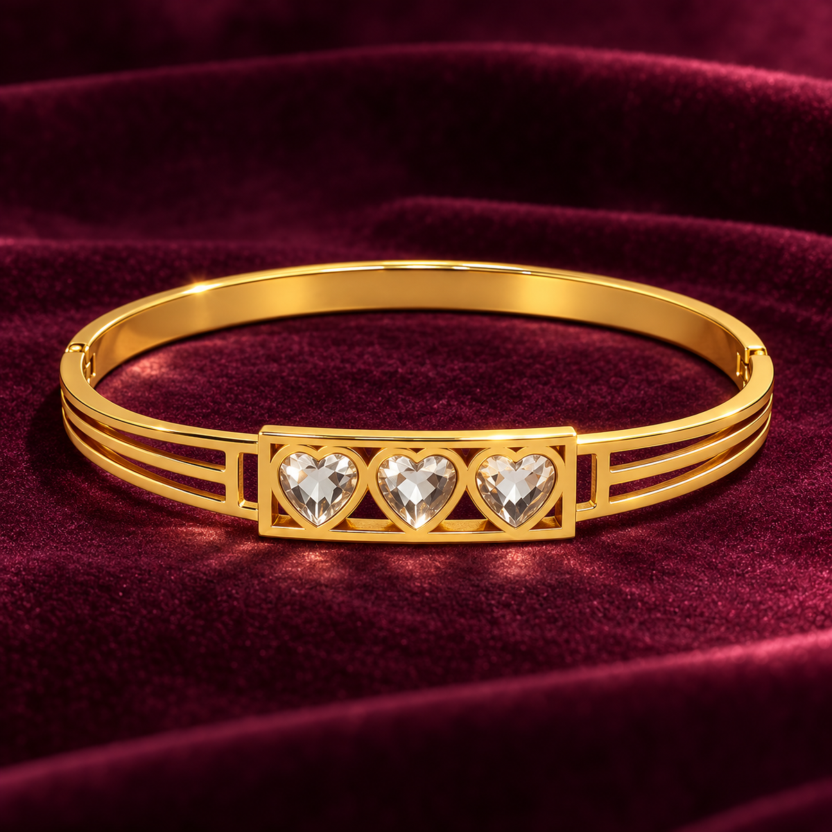 Tridil Three Heart Gold Bracelet | MyJhumki