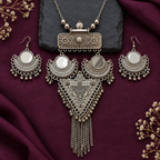 Trikona Aaina Crescent Tassel Necklace Set | MyJhumki