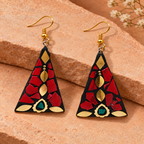Trikona Red Mosaic Triangle Earrings | MyJhumki