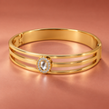Triveni Oval Crystal Gold Bracelet | MyJhumki