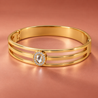 Triveni Oval Crystal Gold Bracelet | MyJhumki