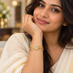 Triveni Oval Crystal Gold Bracelet | MyJhumki