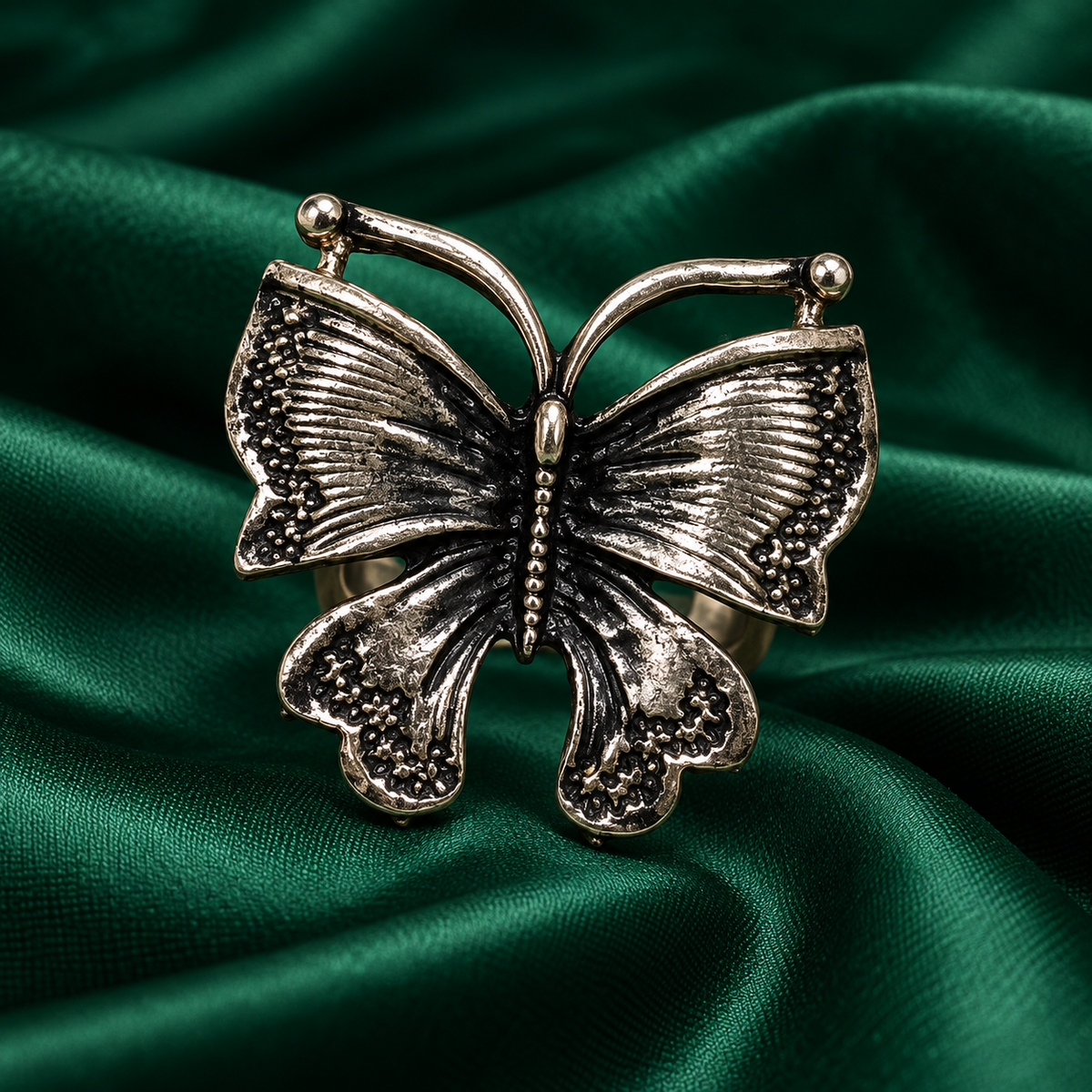 Udaan Sculpted Oxidised Butterfly Ring | MyJhumki