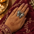 Udaan Sculpted Oxidised Butterfly Ring | MyJhumki