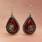 Ziya Burgundy Spiral Teardrop Earrings | MyJhumki