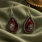Ziya Burgundy Spiral Teardrop Earrings | MyJhumki