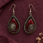 Ziya Burgundy Spiral Teardrop Earrings | MyJhumki