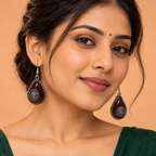Ziya Burgundy Spiral Teardrop Earrings | MyJhumki