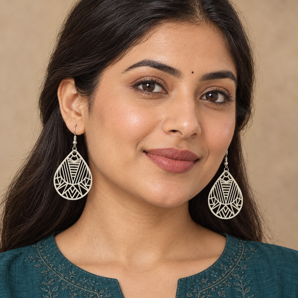 Ziya Geometric Teardrop Earrings | MyJhumki